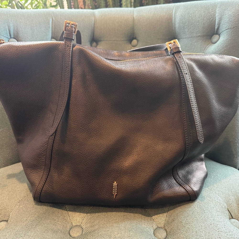 Black Leather Thacker Tote Bag